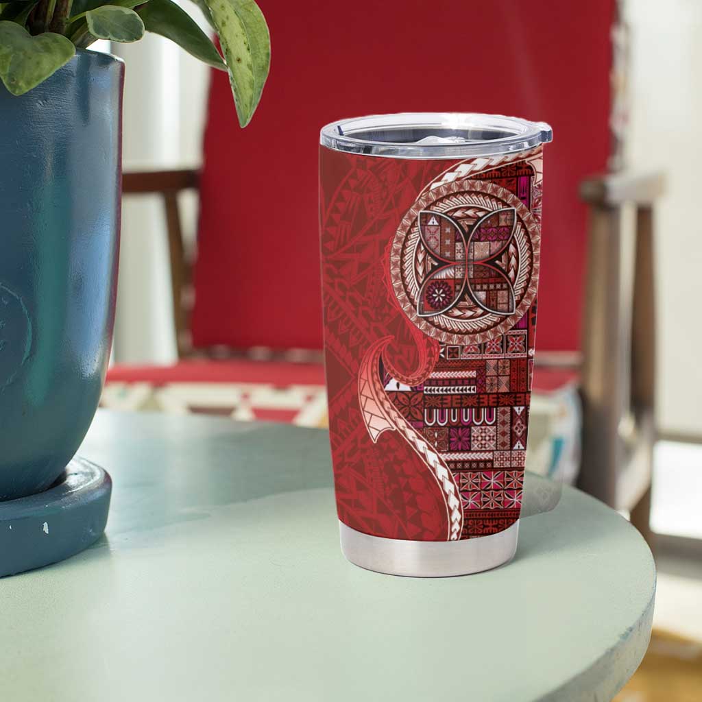 Samoan Siapo Art Tattoo Polynesian Pattern Tumbler Cup Red Color LT03 - Polynesian Pride