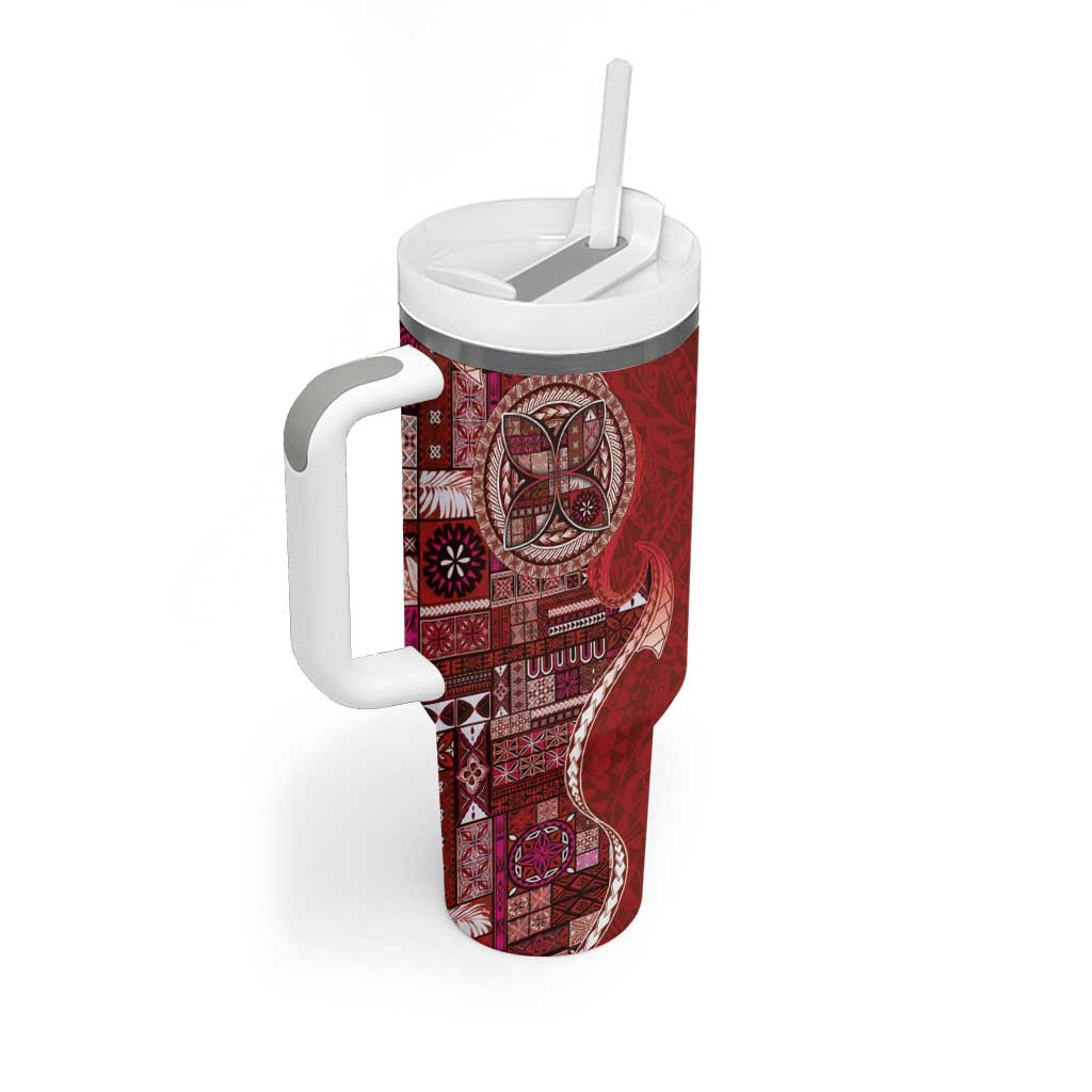 Samoan Siapo Art Tattoo Polynesian Pattern Tumbler With Handle Red Color LT03 - Polynesian Pride