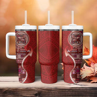 Samoan Siapo Art Tattoo Polynesian Pattern Tumbler With Handle Red Color LT03 - Polynesian Pride