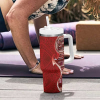 Samoan Siapo Art Tattoo Polynesian Pattern Tumbler With Handle Red Color LT03 - Polynesian Pride