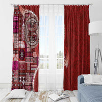 Samoan Siapo Art Tattoo Polynesian Pattern Window Curtain Red Color LT03 - Polynesian Pride