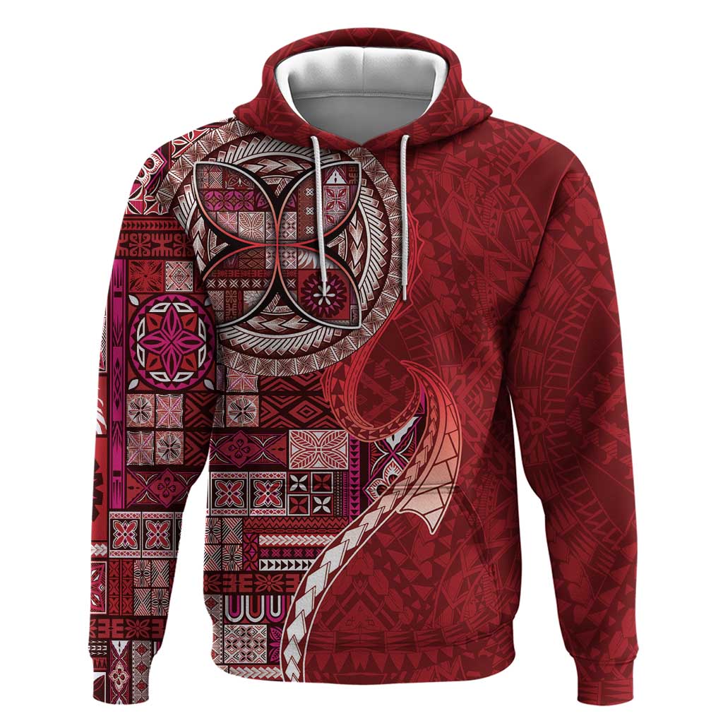 Samoan Siapo Art Tattoo Polynesian Pattern Zip Hoodie Red Color LT03 Pullover Hoodie Red - Polynesian Pride