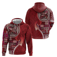 Samoan Siapo Art Tattoo Polynesian Pattern Zip Hoodie Red Color LT03 - Polynesian Pride