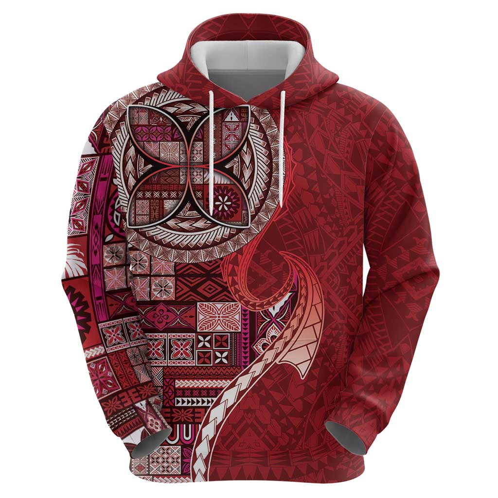 Samoan Siapo Art Tattoo Polynesian Pattern Zip Hoodie Red Color LT03 - Polynesian Pride