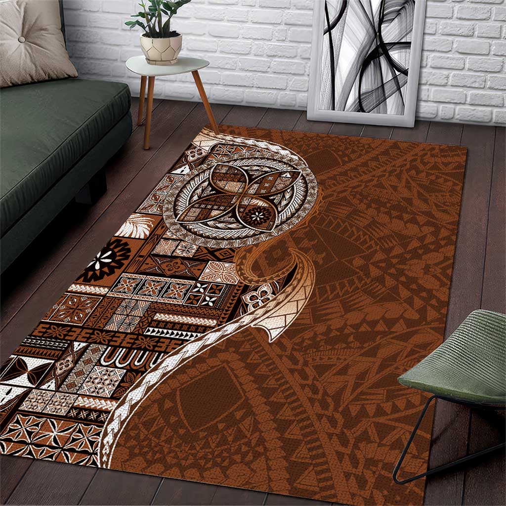 Samoan Siapo Art Tattoo Polynesian Pattern Area Rug Brown Color LT03 Brown - Polynesian Pride
