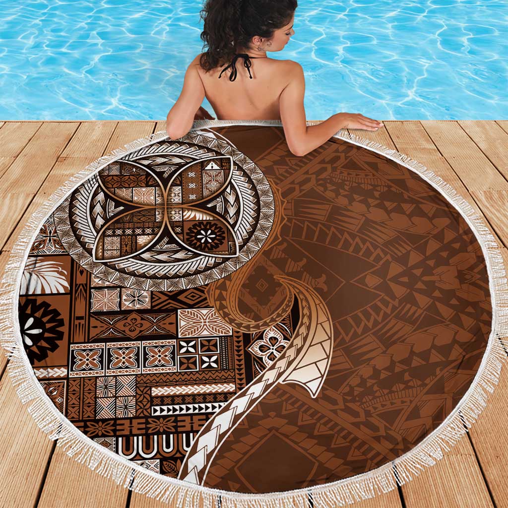 Samoan Siapo Art Tattoo Polynesian Pattern Beach Blanket Brown Color LT03 - Polynesian Pride