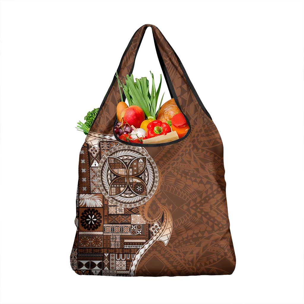 Samoan Siapo Art Tattoo Polynesian Pattern Grocery Bag Brown Color LT03 1-pack One Size Brown - Polynesian Pride