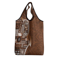 Samoan Siapo Art Tattoo Polynesian Pattern Grocery Bag Brown Color LT03 - Polynesian Pride