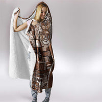 Samoan Siapo Art Tattoo Polynesian Pattern Hooded Blanket Brown Color LT03 - Polynesian Pride