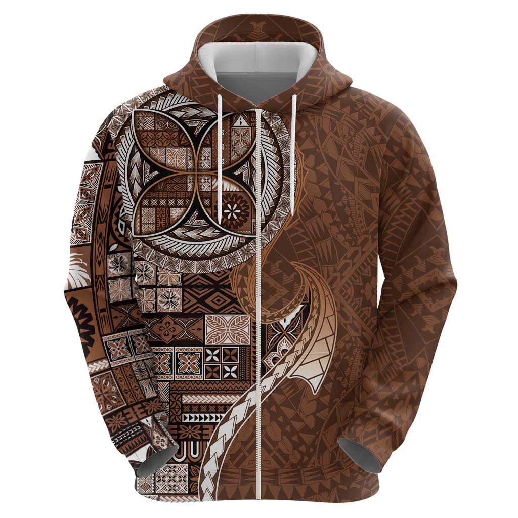 Samoan Siapo Art Tattoo Polynesian Pattern Hoodie Brown Color LT03 - Polynesian Pride