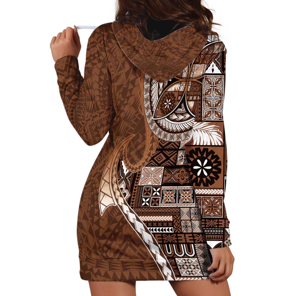 Samoan Siapo Art Tattoo Polynesian Pattern Hoodie Dress Brown Color LT03 - Polynesian Pride