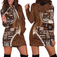 Samoan Siapo Art Tattoo Polynesian Pattern Hoodie Dress Brown Color LT03 - Polynesian Pride