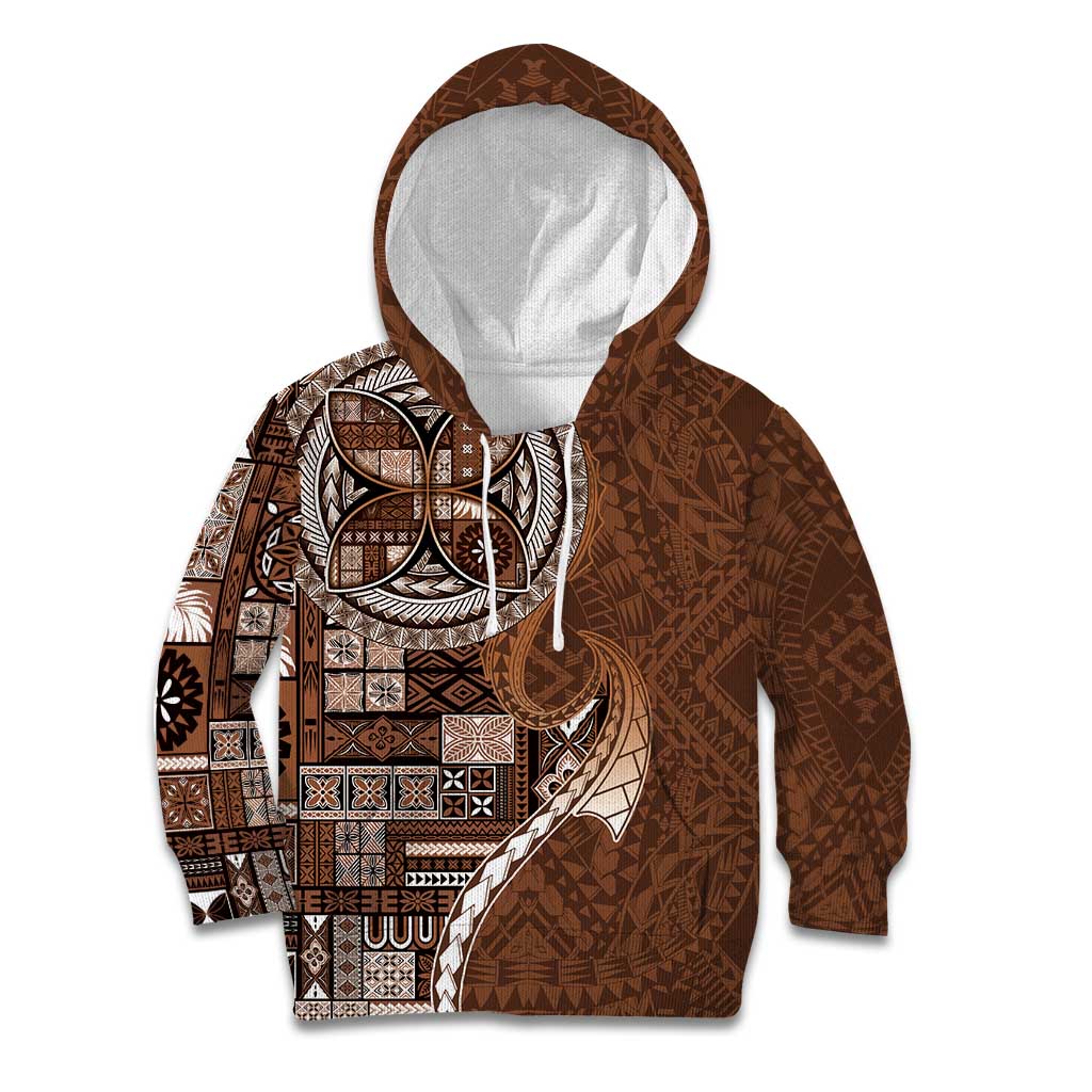 Samoan Siapo Art Tattoo Polynesian Pattern Kid Hoodie Brown Color LT03 Hoodie Brown - Polynesian Pride