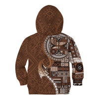 Samoan Siapo Art Tattoo Polynesian Pattern Kid Hoodie Brown Color LT03 - Polynesian Pride