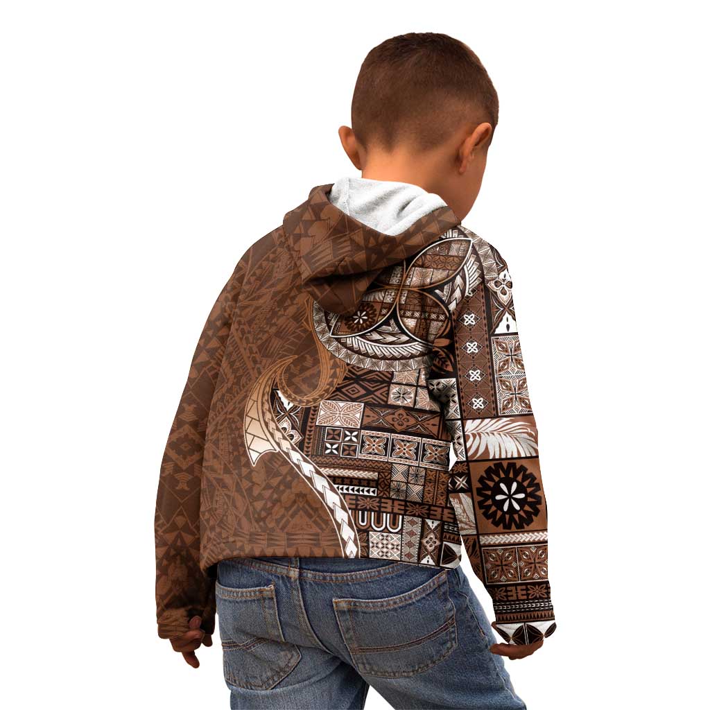 Samoan Siapo Art Tattoo Polynesian Pattern Kid Hoodie Brown Color LT03 - Polynesian Pride
