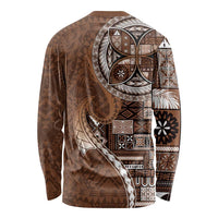 Samoan Siapo Art Tattoo Polynesian Pattern Long Sleeve Shirt Brown Color LT03 - Polynesian Pride