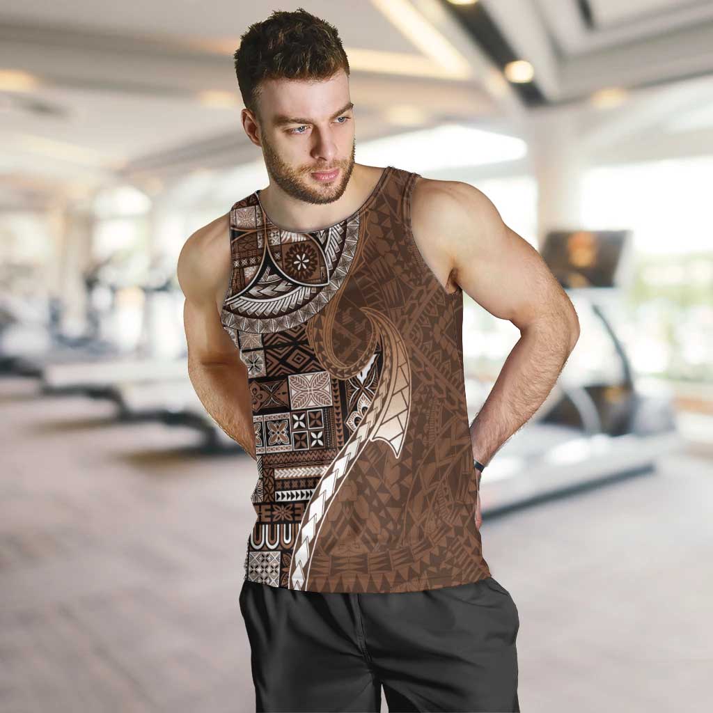 Samoan Siapo Art Tattoo Polynesian Pattern Men Tank Top Brown Color LT03 Brown - Polynesian Pride