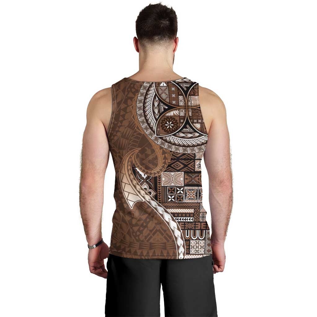 Samoan Siapo Art Tattoo Polynesian Pattern Men Tank Top Brown Color LT03 - Polynesian Pride