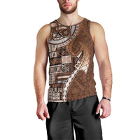Samoan Siapo Art Tattoo Polynesian Pattern Men Tank Top Brown Color LT03 - Polynesian Pride