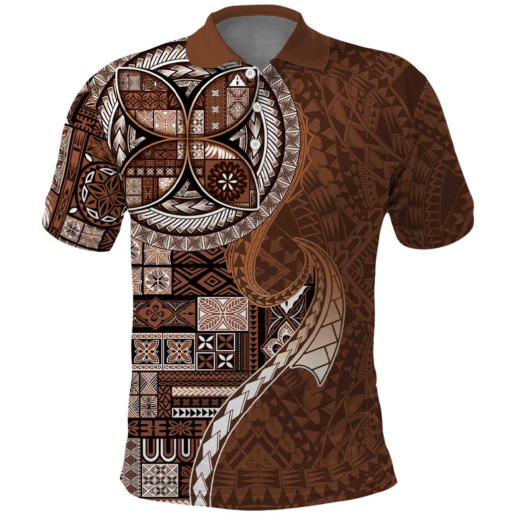 Samoan Siapo Art Tattoo Polynesian Pattern Polo Shirt Brown Color LT03 Brown - Polynesian Pride