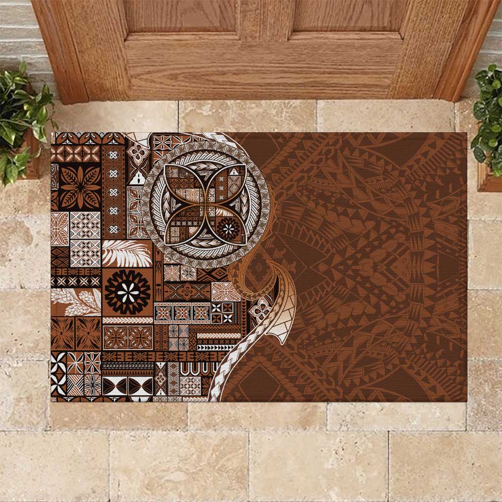 Samoan Siapo Art Tattoo Polynesian Pattern Rubber Doormat Brown Color LT03 Brown - Polynesian Pride