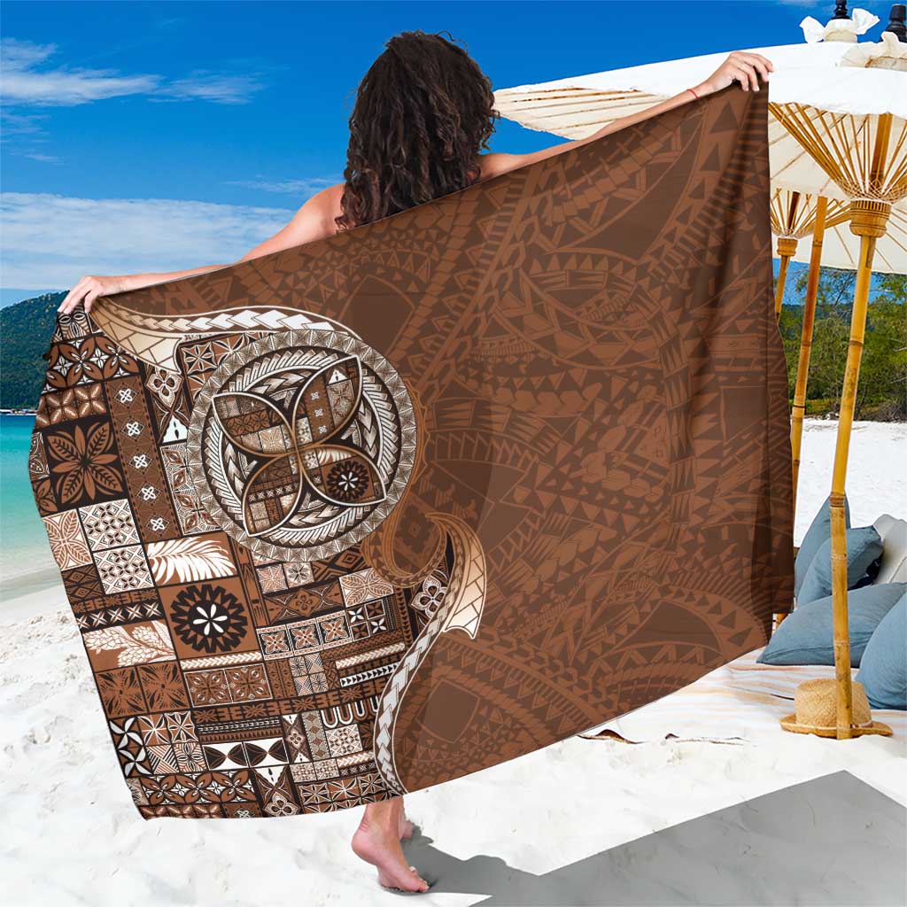 Samoan Siapo Art Tattoo Polynesian Pattern Sarong Brown Color LT03 One Size 44 x 66 inches Brown - Polynesian Pride