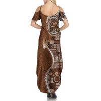 Samoan Siapo Art Tattoo Polynesian Pattern Summer Maxi Dress Brown Color LT03 - Polynesian Pride