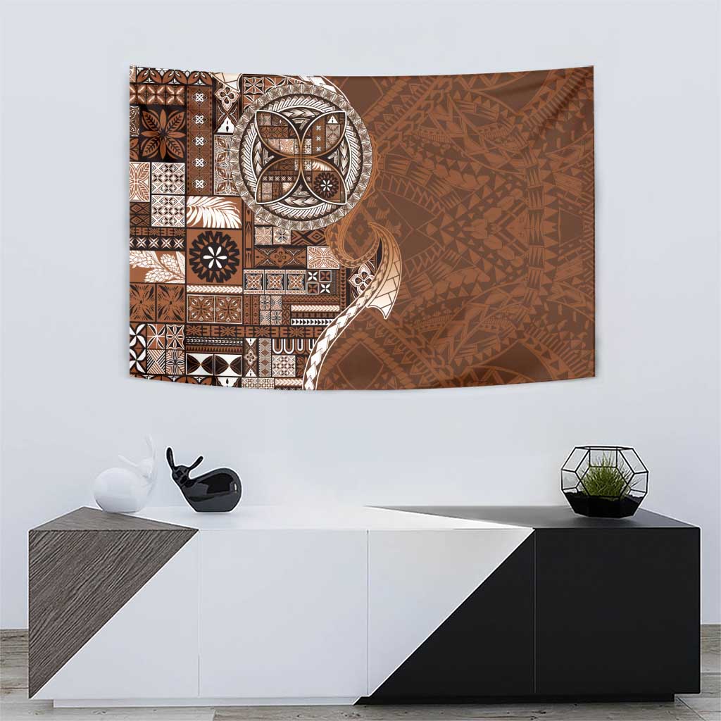 Samoan Siapo Art Tattoo Polynesian Pattern Tapestry Brown Color LT03 - Polynesian Pride