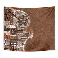 Samoan Siapo Art Tattoo Polynesian Pattern Tapestry Brown Color LT03 - Polynesian Pride