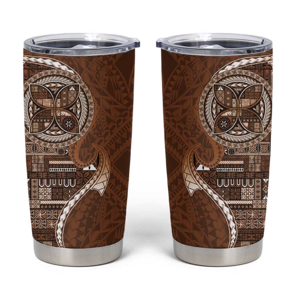 Samoan Siapo Art Tattoo Polynesian Pattern Tumbler Cup Brown Color LT03 Brown - Polynesian Pride