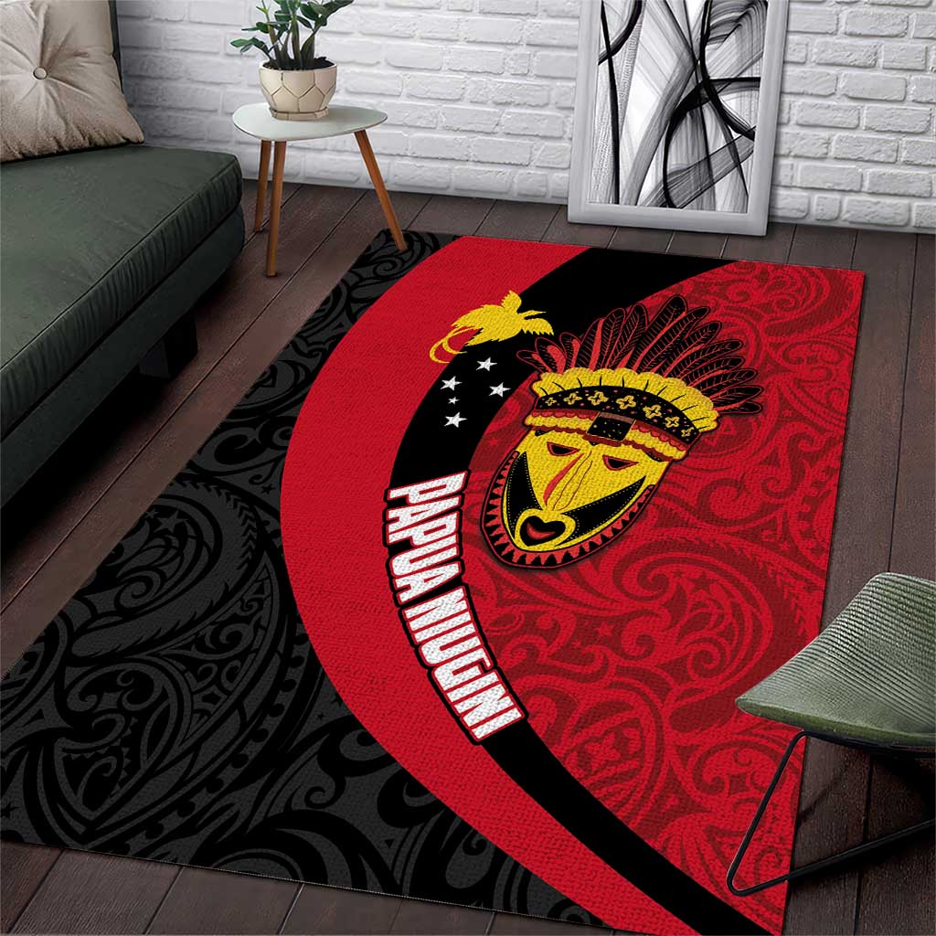 Papua New Guinea Mask Festival Area Rug Papua Niugini Tribe Mask Melanesian Pattern LT03 Red - Polynesian Pride