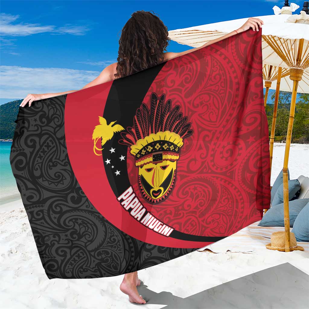 Papua New Guinea Mask Festival Sarong Papua Niugini Tribe Mask Melanesian Pattern LT03 One Size 44 x 66 inches Red - Polynesian Pride