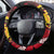 Papua New Guinea Mask Festival Steering Wheel Cover Papua Niugini Tribe Mask Melanesian Pattern