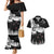 New Zealand Kea Bird Couples Matching Mermaid Dress and Hawaiian Shirt Maori Tattoo and Silver Fern Black Color