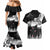 New Zealand Kea Bird Couples Matching Mermaid Dress and Hawaiian Shirt Maori Tattoo and Silver Fern Black Color