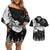 New Zealand Kea Bird Couples Matching Off Shoulder Short Dress and Hawaiian Shirt Maori Tattoo and Silver Fern Black Color