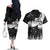 New Zealand Kea Bird Couples Matching Off The Shoulder Long Sleeve Dress and Hawaiian Shirt Maori Tattoo and Silver Fern Black Color