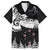 New Zealand Kea Bird Family Matching Off Shoulder Short Dress and Hawaiian Shirt Maori Tattoo and Silver Fern Black Color