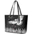 New Zealand Kea Bird Leather Tote Bag Maori Tattoo and Silver Fern Black Color