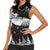 New Zealand Kea Bird Women Sleeveless Polo Shirt Maori Tattoo and Silver Fern Black Color