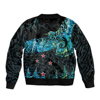 New Zealand Kea Bird Bomber Jacket Maori Tattoo and Silver Fern Paua Shell Style LT03 - Polynesian Pride