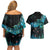 New Zealand Kea Bird Couples Matching Off Shoulder Short Dress and Hawaiian Shirt Maori Tattoo and Silver Fern Paua Shell Style