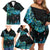 New Zealand Kea Bird Family Matching Off Shoulder Short Dress and Hawaiian Shirt Maori Tattoo and Silver Fern Paua Shell Style