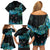 New Zealand Kea Bird Family Matching Off Shoulder Short Dress and Hawaiian Shirt Maori Tattoo and Silver Fern Paua Shell Style