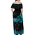 New Zealand Kea Bird Off Shoulder Maxi Dress Maori Tattoo and Silver Fern Paua Shell Style