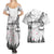 New Zealand Kea Bird Couples Matching Summer Maxi Dress and Hawaiian Shirt Maori Tattoo and Silver Fern White Color