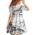 New Zealand Kea Bird Family Matching Off Shoulder Maxi Dress and Hawaiian Shirt Maori Tattoo and Silver Fern White Color