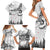 New Zealand Kea Bird Family Matching Short Sleeve Bodycon Dress and Hawaiian Shirt Maori Tattoo and Silver Fern White Color