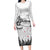 New Zealand Kea Bird Long Sleeve Bodycon Dress Maori Tattoo and Silver Fern White Color