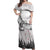 New Zealand Kea Bird Off Shoulder Maxi Dress Maori Tattoo and Silver Fern White Color